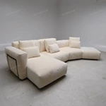 Modern Curved Modular Sectional Sofa with Premium Chenille Fabric & Matte Black Metal Accents